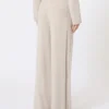 Pantalones de hilo de cachemira, beige