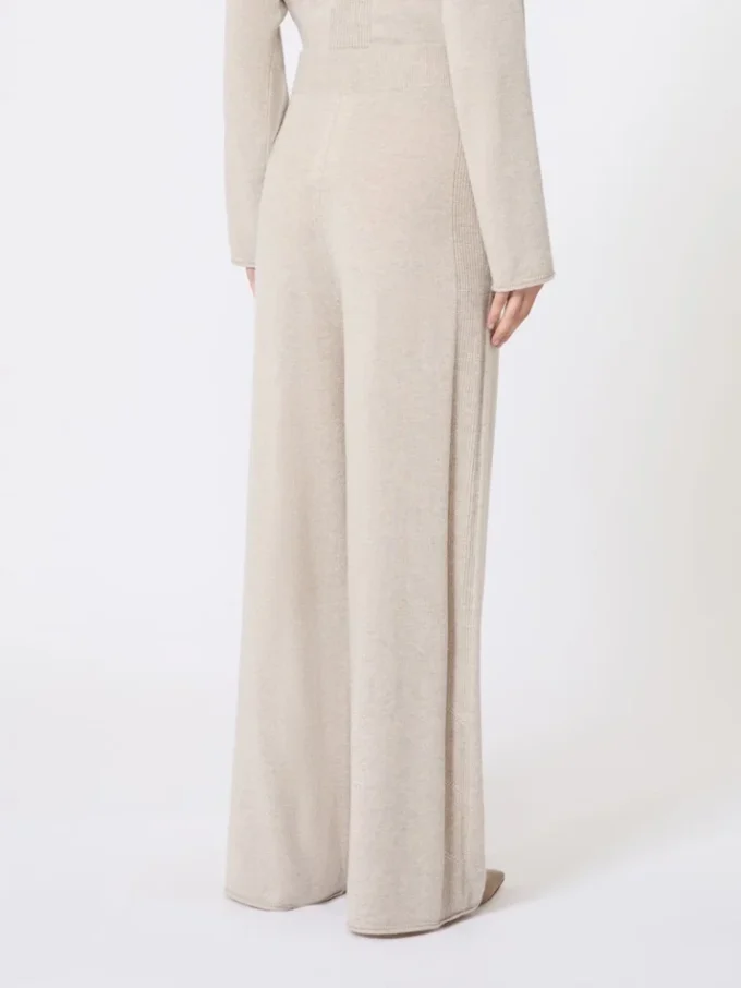 Pantalones de hilo de cachemira, beige