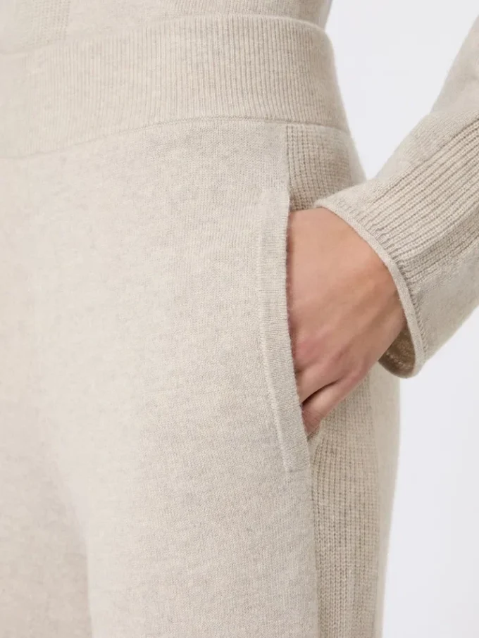 Pantalones de hilo de cachemira, beige