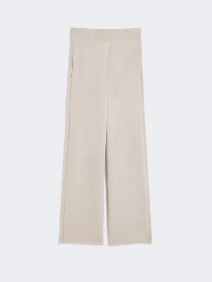 Pantalones de hilo de cachemira, beige