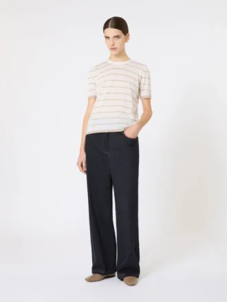Pantalones de jersey con efecto denim, azul ultramar