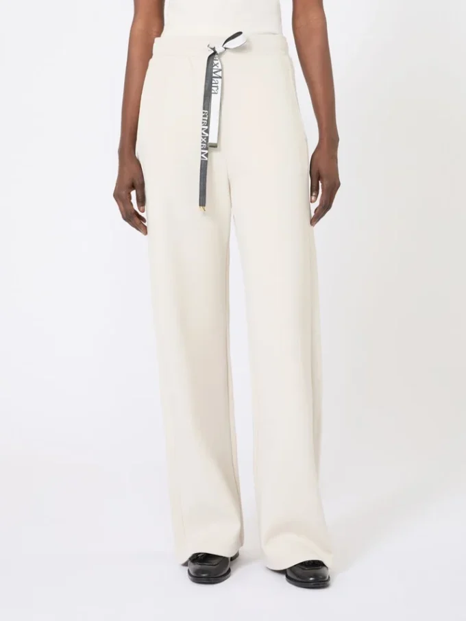 Pantalones de jersey de corte ancho, color crudo Pantalones de jersey de corte ancho, color crudo