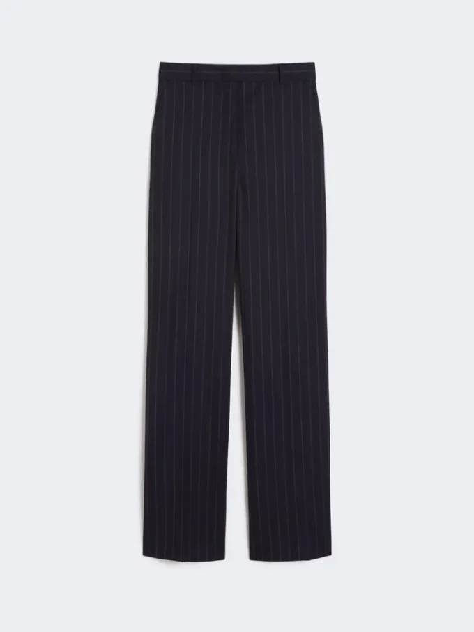Pantalones de lana a rayas, azul marino Pantalones de lana a rayas, azul marino
