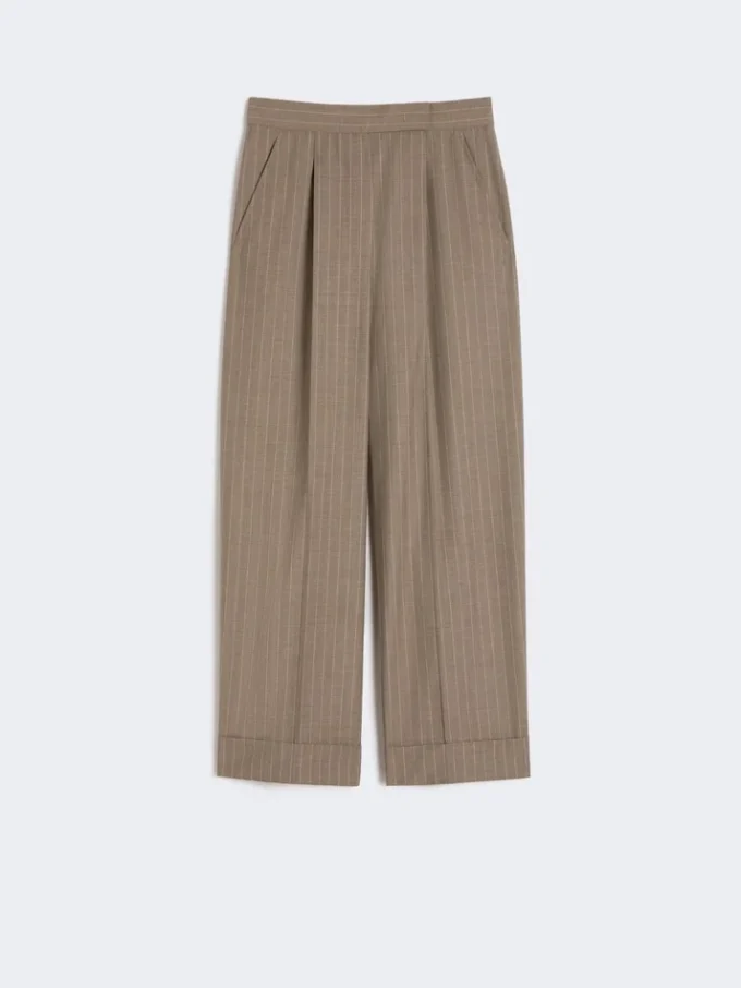Pantalones de lana a rayas, color avellana Pantalones de lana a rayas, color avellana