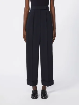 Pantalones de lana de cintura alta, azul ultramar