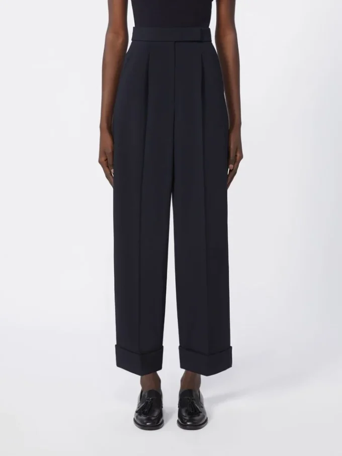 Pantalones de lana de cintura alta, azul ultramar Pantalones de lana de cintura alta, azul ultramar