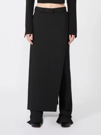 Pantalones de lana elástica con panel desmontable, negros