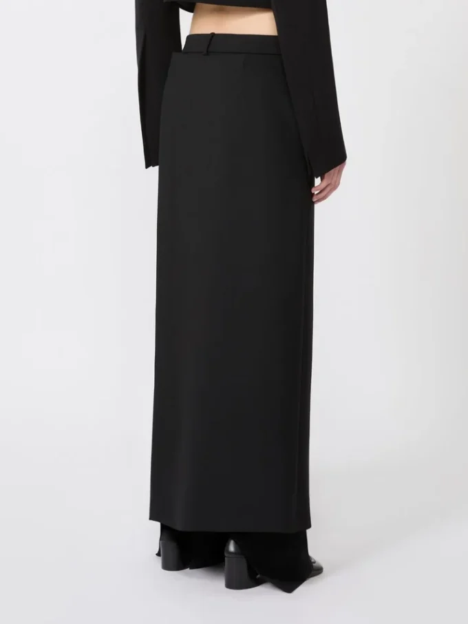 Pantalones de lana elástica con panel desmontable, negros Pantalones de lana elástica con panel desmontable, negros