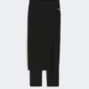 Pantalones de lana elástica con panel desmontable, negros Pantalones de lana elástica con panel desmontable, negros