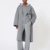 Cárdigan con capucha de lana y cachemira, gris medio Cárdigan con capucha de lana y cachemira, gris medio
