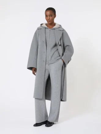 Cárdigan con capucha de lana y cachemira, gris medio