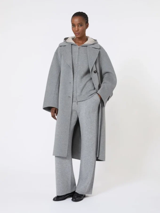 Cárdigan con capucha de lana y cachemira, gris medio Cárdigan con capucha de lana y cachemira, gris medio