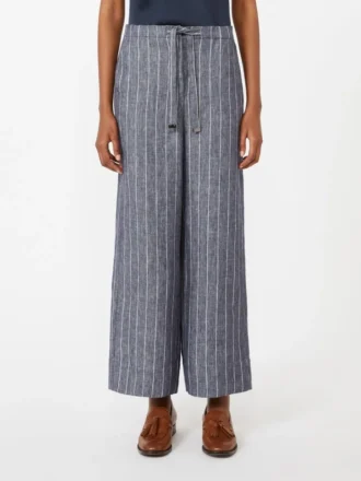 Pantalones de lino con rayas finas efecto denim, azul ultramar Pantalones de lino con rayas finas efecto denim, azul ultramar