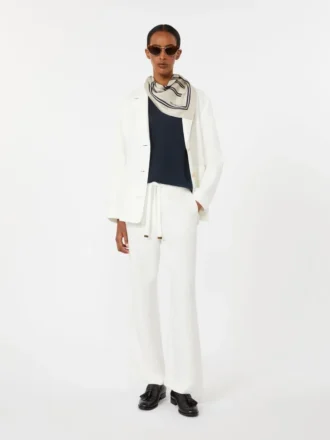 Pantalones de lino con tejido trenzado, blancos Pantalones de lino con tejido trenzado, blancos