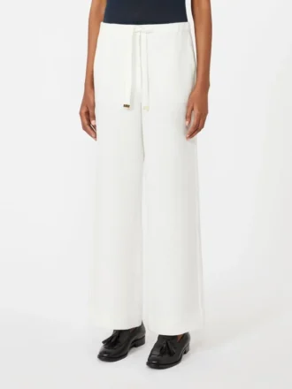 Pantalones de lino con tejido trenzado, blancos Pantalones de lino con tejido trenzado, blancos