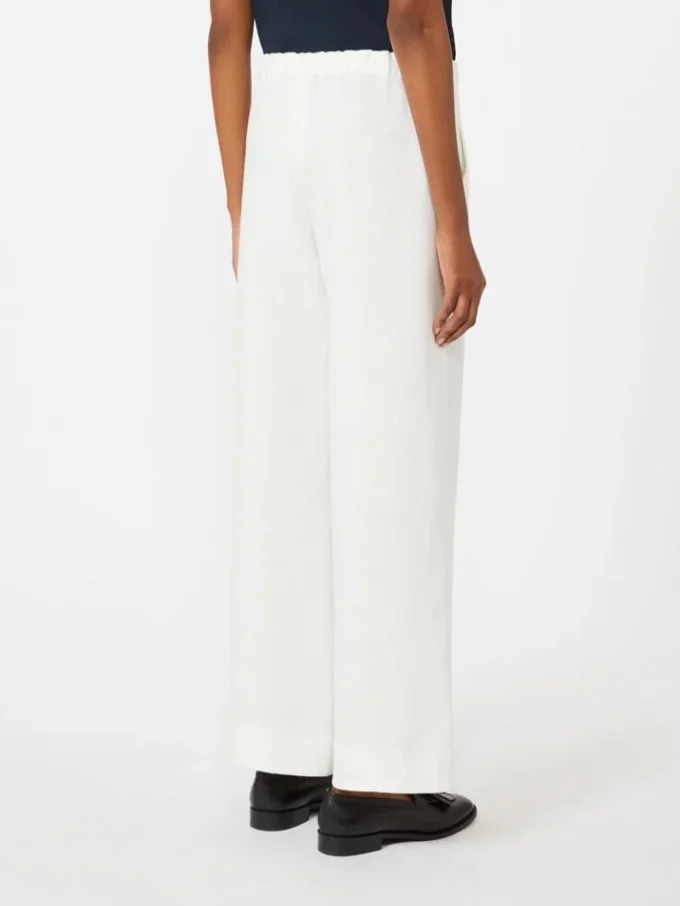 Pantalones de lino con tejido trenzado, blancos Pantalones de lino con tejido trenzado, blancos