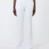 Pantalones de lona de crepé de corte ajustado, blanco óptico Pantalones de lona de crepé de corte ajustado, blanco óptico
