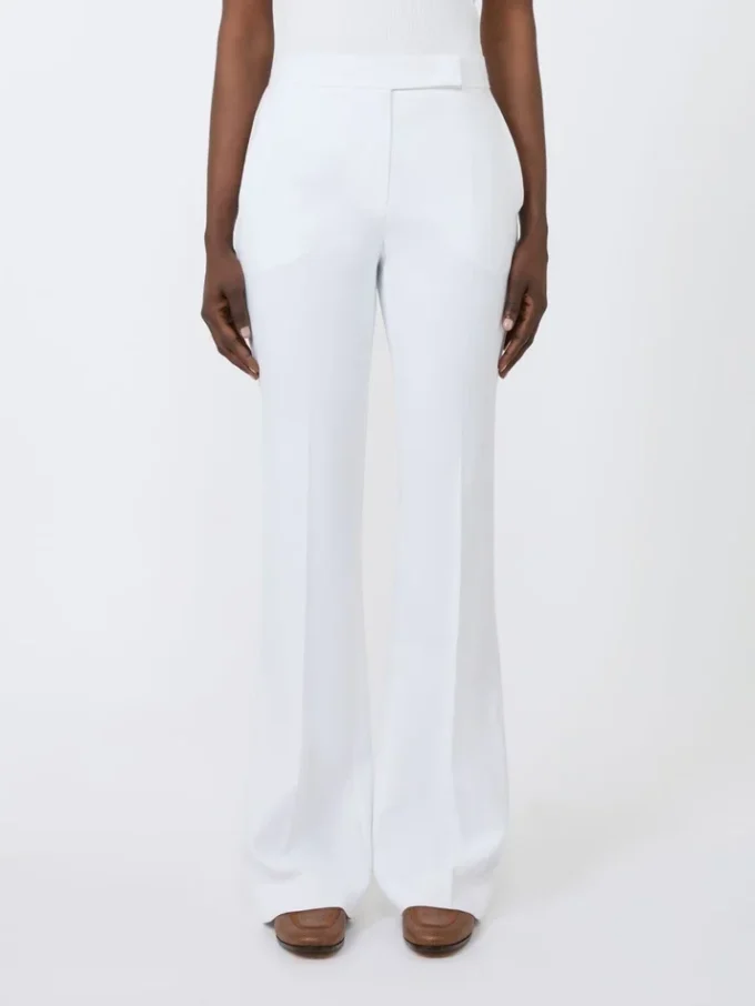 Pantalones de lona de crepé de corte ajustado, blanco óptico Pantalones de lona de crepé de corte ajustado, blanco óptico