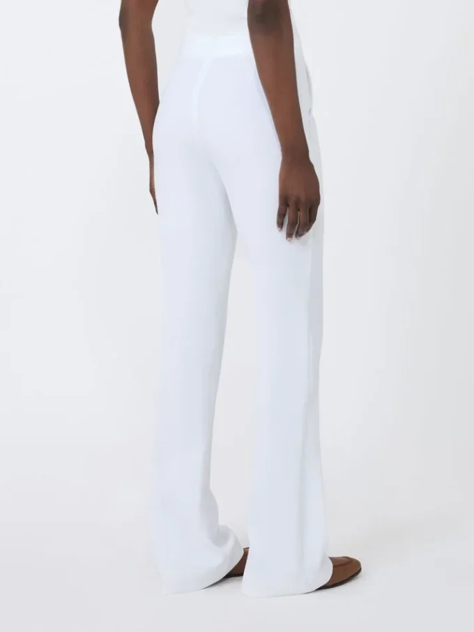 Pantalones de lona de crepé de corte ajustado, blanco óptico Pantalones de lona de crepé de corte ajustado, blanco óptico
