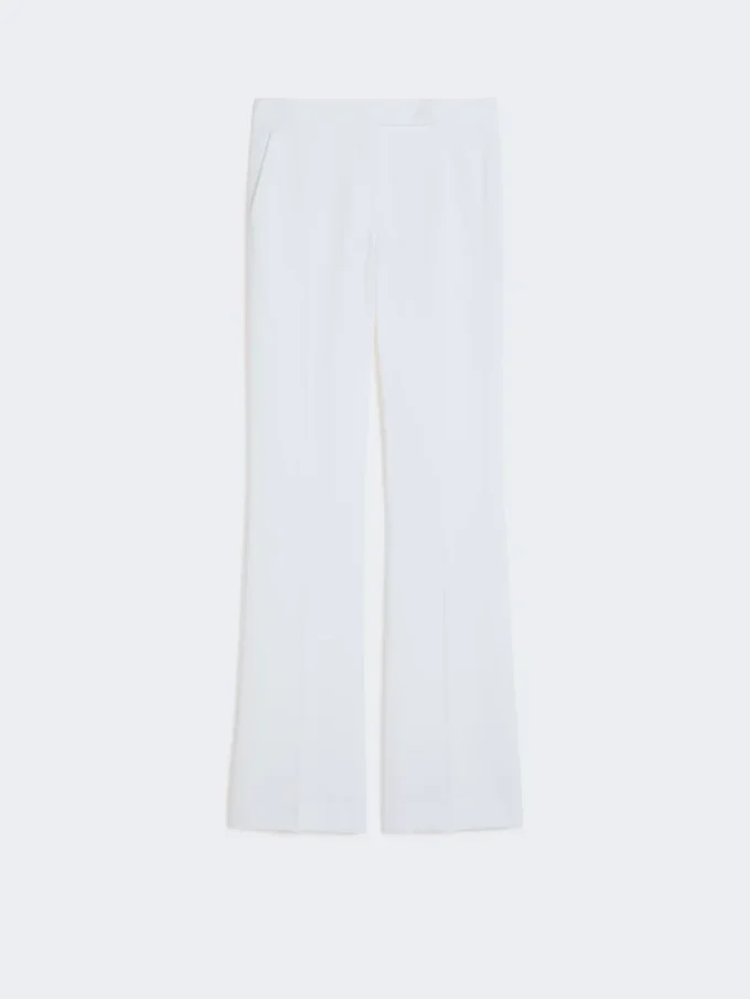 Pantalones de lona de crepé de corte ajustado, blanco óptico Pantalones de lona de crepé de corte ajustado, blanco óptico