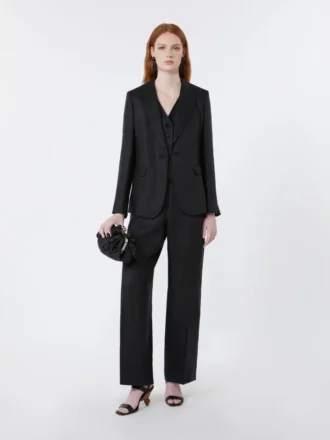 Blazer de lona de lino, negro