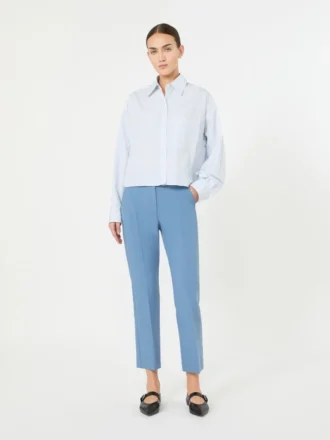 Pantalones de lona de viscosa Double Face, azul claro