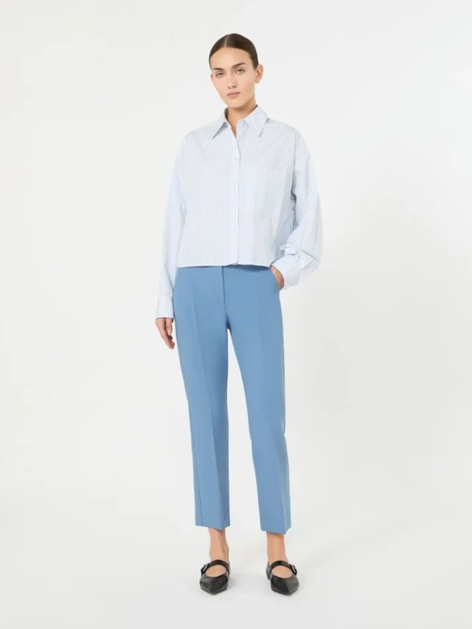 Pantalones de lona de viscosa Double Face, azul claro Pantalones de lona de viscosa Double Face, azul claro