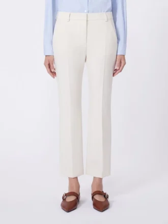 Pantalones de lona de viscosa Double Face, color marfil