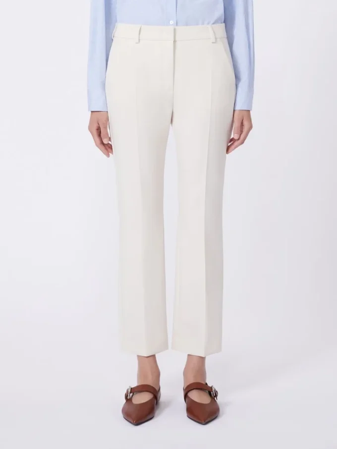 Pantalones de lona de viscosa Double Face, color marfil Pantalones de lona de viscosa Double Face, color marfil