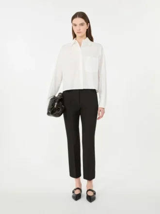 Pantalones de lona de viscosa Double Face, negros
