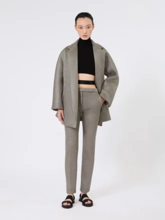 Pantalones de malla de jersey de corte ajustado, gris medio Pantalones de malla de jersey de corte ajustado, gris medio