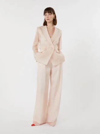 Pantalones de organza de seda, color polvo