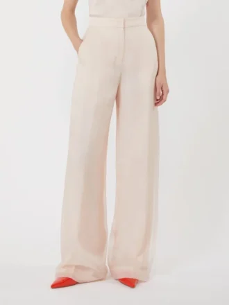 Pantalones de organza de seda, color polvo