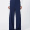 Pantalones de piqué de lana, azul china Pantalones de piqué de lana, azul china
