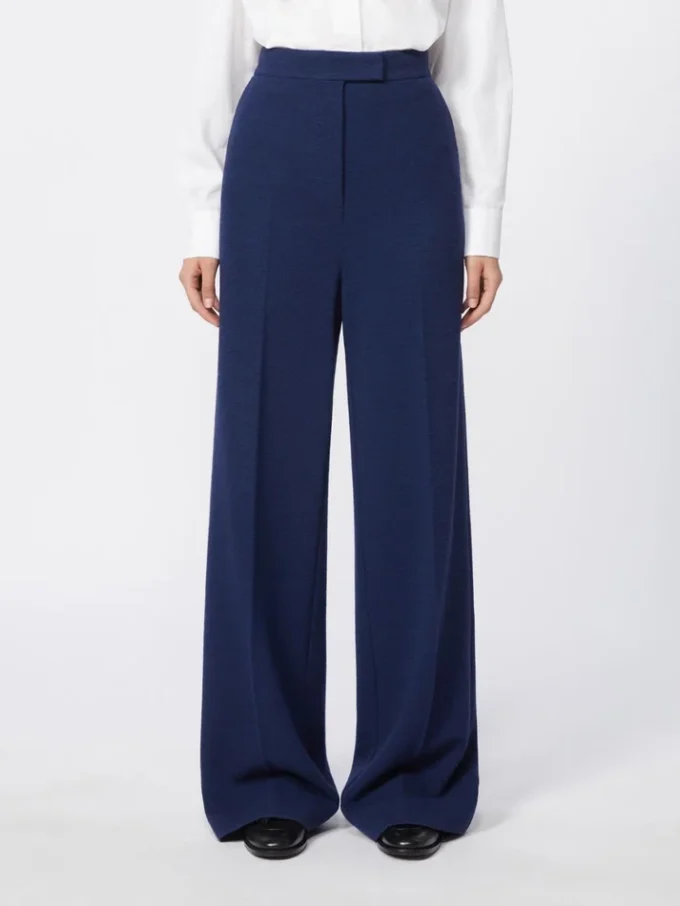 Pantalones de piqué de lana, azul china Pantalones de piqué de lana, azul china