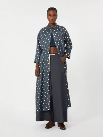 Vestido de sarga de seda estampado, azul ultramar
