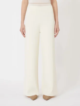 Pantalones de punto de crepé de viscosa, color marfil