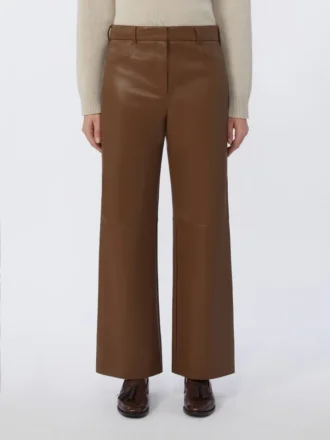 Pantalones de tejido recubierto, color tabaco Pantalones de tejido recubierto, color tabaco