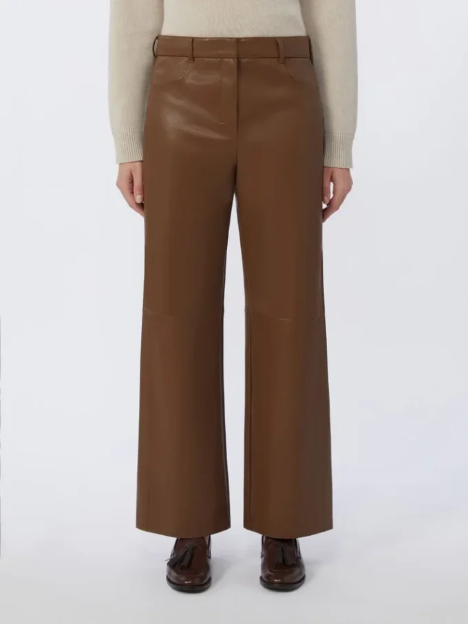 Pantalones de tejido recubierto, color tabaco