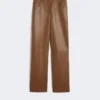 Pantalones de tejido recubierto, color tabaco