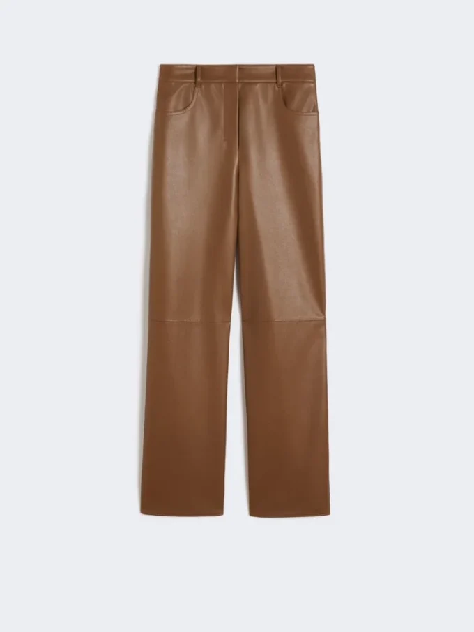 Pantalones de tejido recubierto, color tabaco