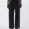 Pantalones de tejido recubierto, negros Pantalones de tejido recubierto, negros