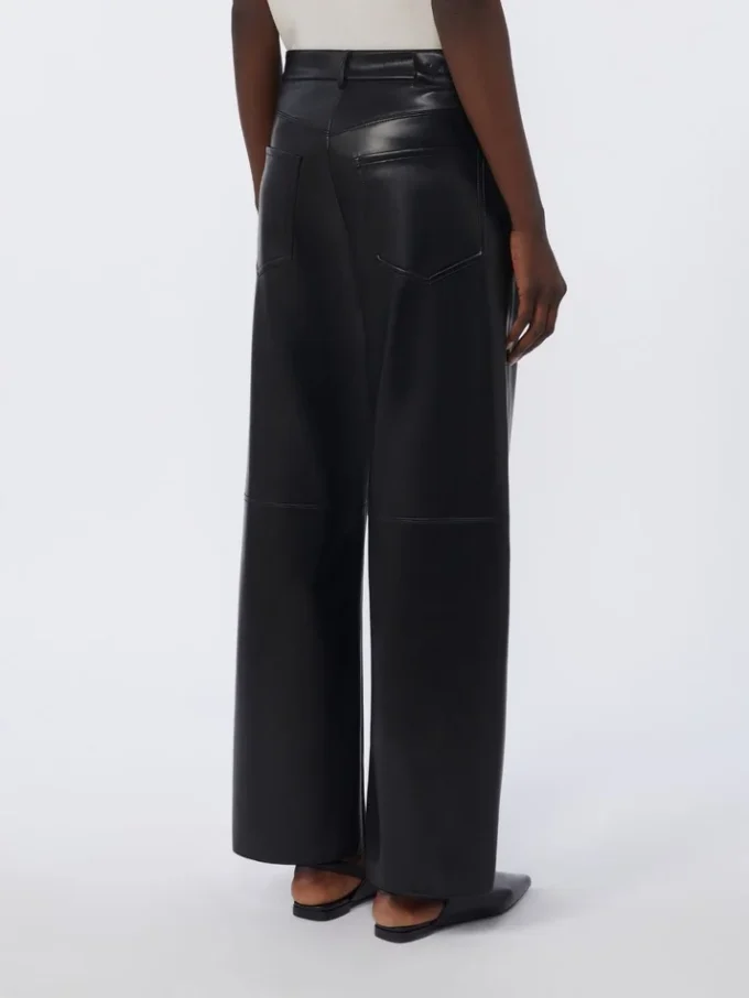 Pantalones de tejido recubierto, negros Pantalones de tejido recubierto, negros