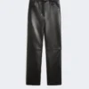 Pantalones de tejido recubierto, negros Pantalones de tejido recubierto, negros