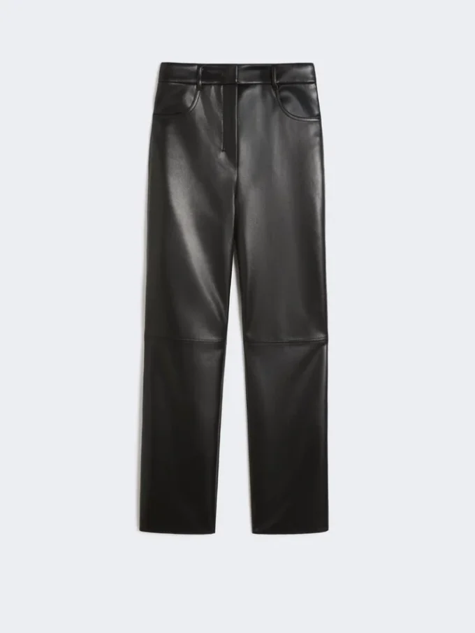 Pantalones de tejido recubierto, negros Pantalones de tejido recubierto, negros