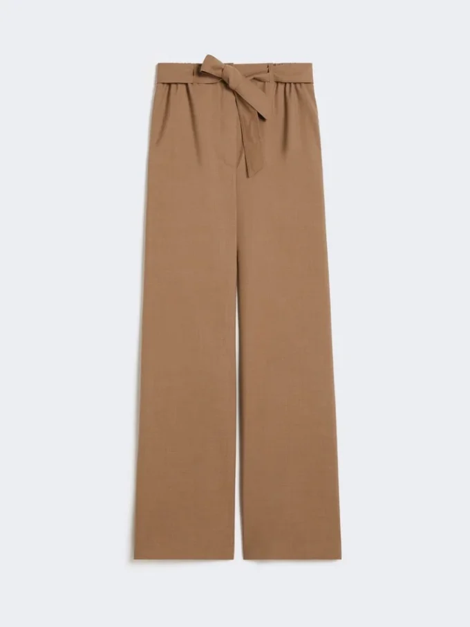 Pantalones de tela de lana elástica, color avellana Pantalones de tela de lana elástica, color avellana