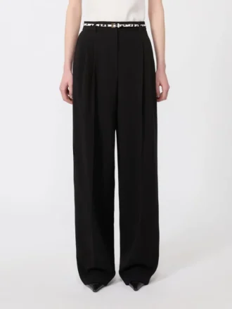 Pantalones fluidos de cady, negros