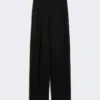 Pantalones fluidos de cady, negros