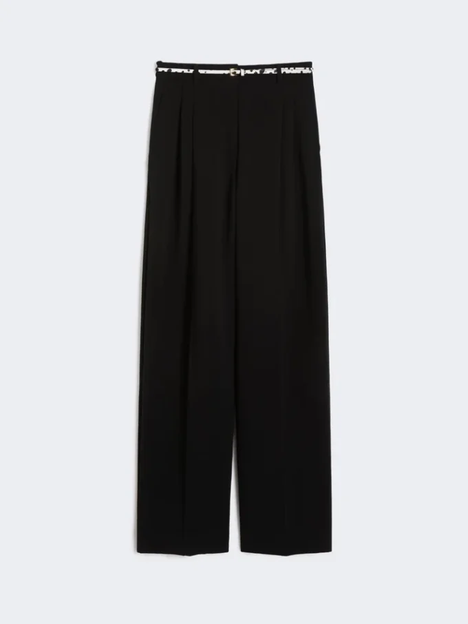 Pantalones fluidos de cady, negros