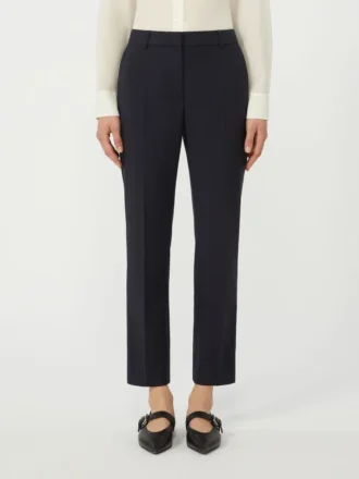 Pantalones pitillo de lana elástica, azul marino